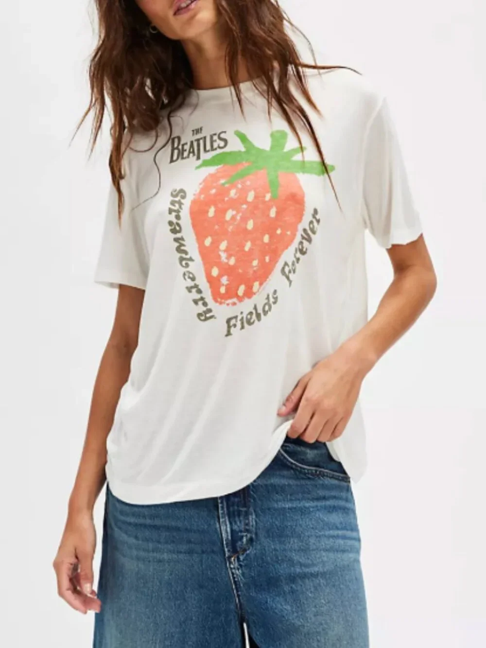 Junk Food The Beatles Strawberry Fields Tee XS Vintage White NWOT